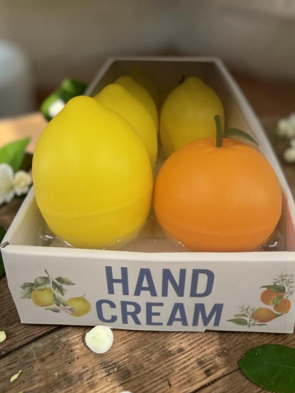 Amber Glow Hand Creams Lemon & Orange Scented In Fruit Containers 2 PC